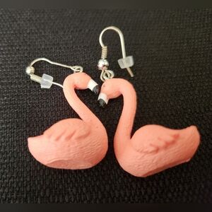 Flamingo 3D Earrings.  Brand New - Never Worn.